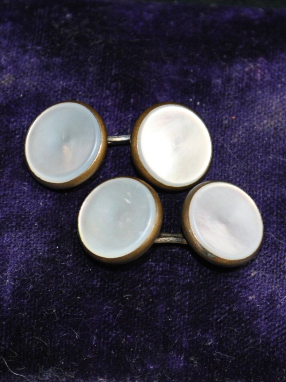 Antique Round Mother of Pearl Shell Double-sided Cufflinks